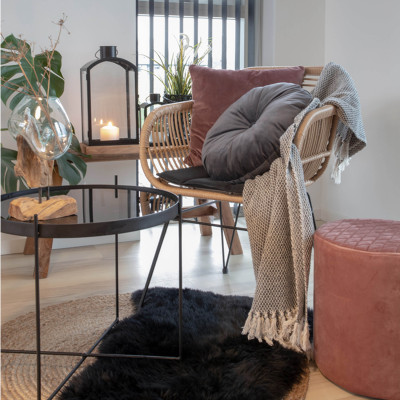 RIO-Fauteuil de table en rattan naturel et métal (x2)