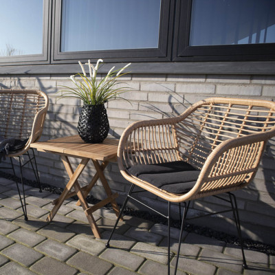 RIO-Fauteuil de table en rattan naturel et métal (x2)