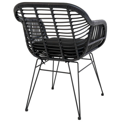 RIO-Esszimmerstuhl aus schwarzem Rattan und Metall (x2)