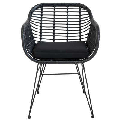 RIO-Silla de comedor de ratán negro y metal (x2)