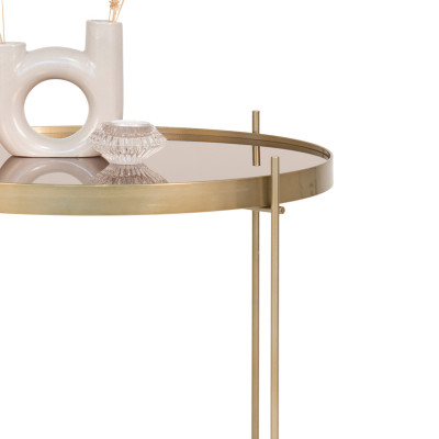 ROMA-Table basse acier couleur laiton et verre ø70cm