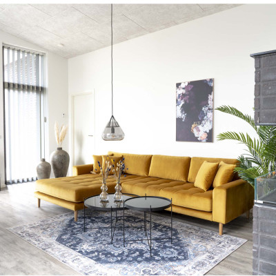 ROMA-Couchtisch aus schwarzem Stahl und Glas ø70 cm