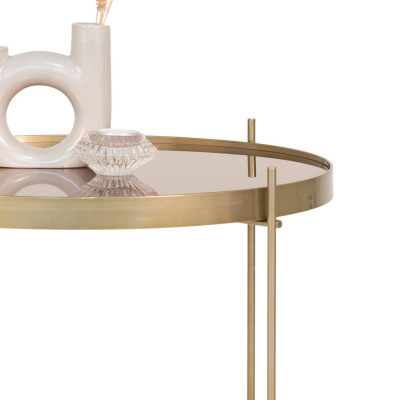 ROMA-Couchtisch aus messingfarbenem Stahl und Glas ø48 cm