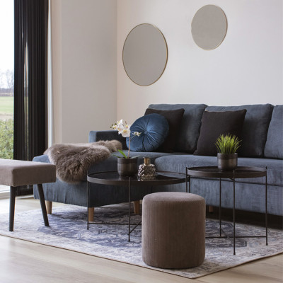 ROMA-Mesa de centro en acero negro y cristal ø48 cm