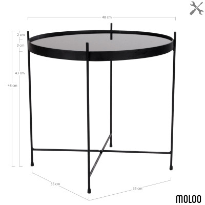ROMA-Table basse acier noir et verre ø48cm