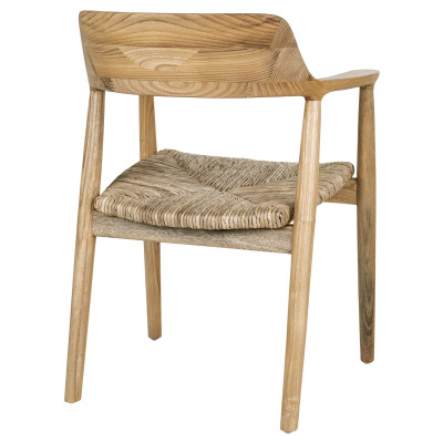 SOL-Silla de comedor de madera maciza y hoja de plátano (x2)