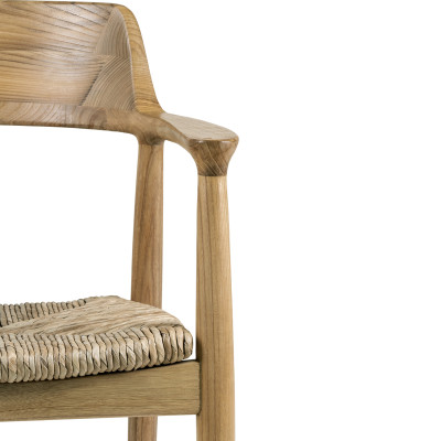 SOL-Silla de comedor de madera maciza y hoja de plátano (x2)