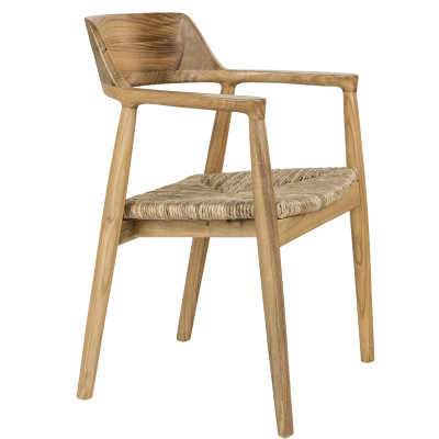 SOL-Silla de comedor de madera maciza y hoja de plátano (x2)