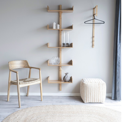 SUN-Fauteuil de table en bois massif et feuille de bananier (x2)