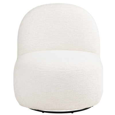SVIT-Fauteuil lounge pivotant et pouf assorti en tissu écru