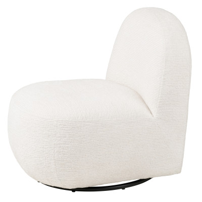 SVIT-Sillón giratorio y puf a juego en tela color crudo