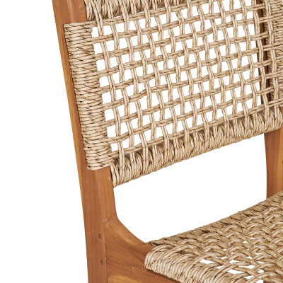 TIKY-Barhocker aus massivem Teakholz und geflochtenem Rattan