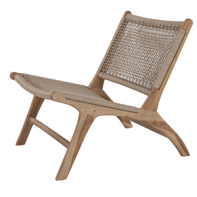 TIKY-Sillón y reposapiés de teca y ratán