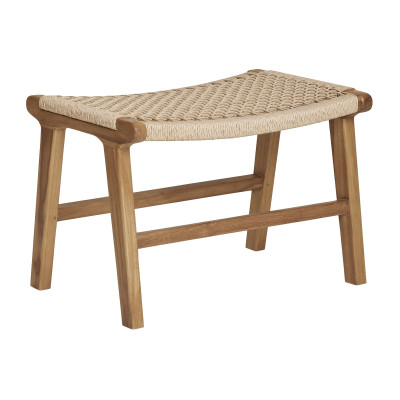 TIKY-Fauteuil et repose-pied en teck et rotin