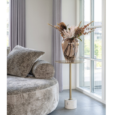 TWIN-Table d’appoint en acier laiton et marbre ø41 cm