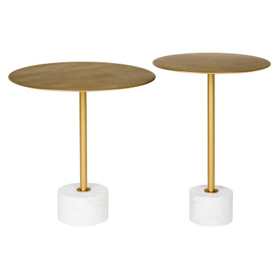 TWIN-Tavolino in acciaio ottone e marmo ø41 cm