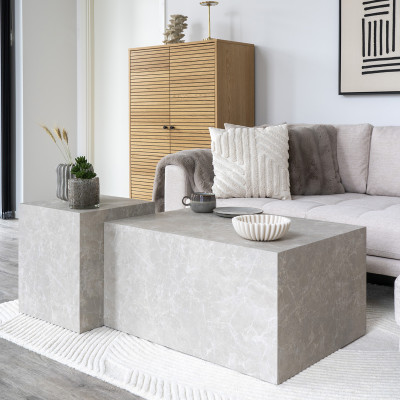 VAST-Table basse décor marbre beige 60x80 cm