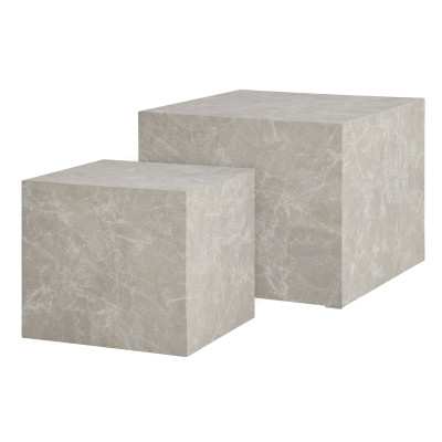 VAST-Set aus 2 Couchtischen mit beiger Marmoroptik 40x40cm/50x50cm
