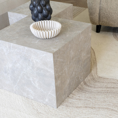 VAST-Set aus 2 Couchtischen mit beiger Marmoroptik 40x40cm/50x50cm