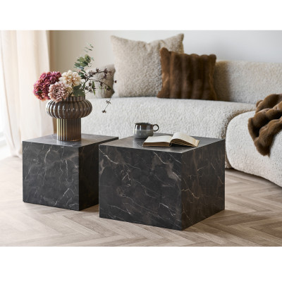 VAST-Set aus 2 Couchtischen mit brauner Marmoroptik 40x40cm/50x50cm