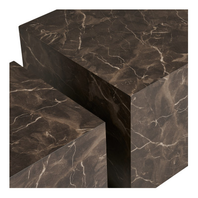 VAST-Set aus 2 Couchtischen mit brauner Marmoroptik 40x40cm/50x50cm