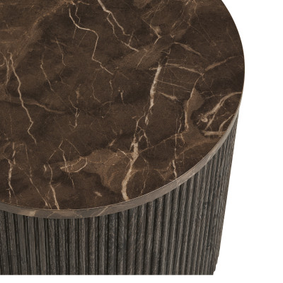 VAST-Tavolino con effetto marmo marrone ø45 cm