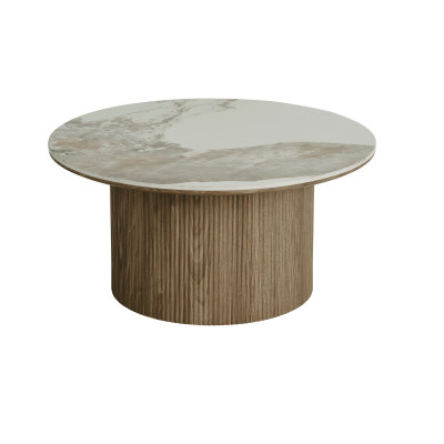 RHOD-Couchtisch aus Keramik und Holzoptik ø80 cm