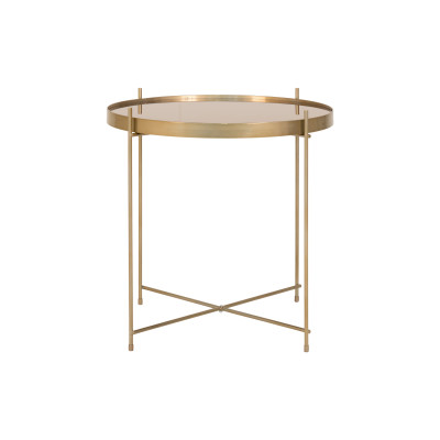 ROMA-Tavolino in acciaio e vetro color ottone ø70cm