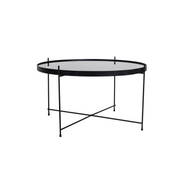 ROMA-Table basse acier noir et verre ø70cm
