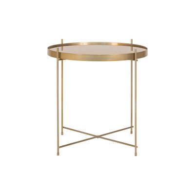 ROMA-Mesa de centro en acero color latón y cristal ø48 cm