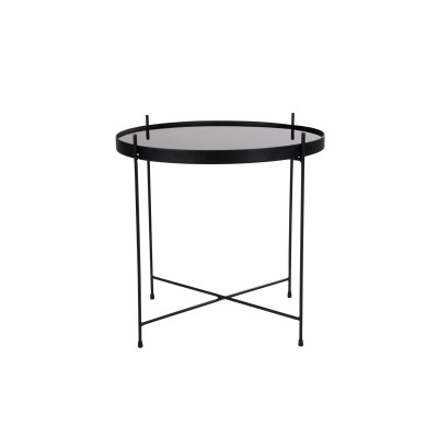 ROMA-Couchtisch aus schwarzem Stahl und Glas ø48 cm