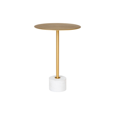 TWIN-Mesa auxiliar de acero latón y mármol ø41 cm