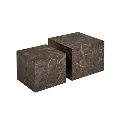 VAST-Set aus 2 Couchtischen mit brauner Marmoroptik 40x40cm/50x50cm
