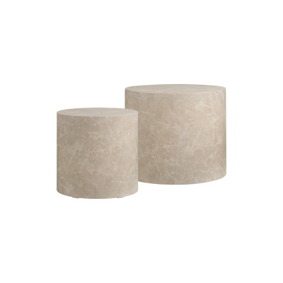 VAST-Set de 2 mesas de centro acabado mármol beige ø38 cm/ ø4 cm