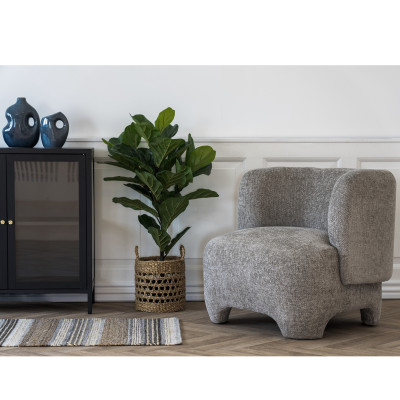 MOSS-Sessel aus grauem Chenille-Stoff