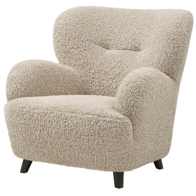 WINY-Sillón de salón en tela bouclé marrón claro
