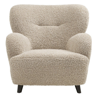 WINY-Fauteuil lounge en tissu bouclé marron clair