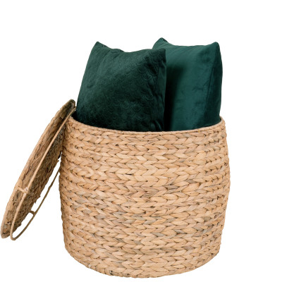 ABACA-Beistelltisch mit Stauraum aus Wasserhyazinthe ø43