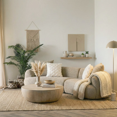 WAVE- Canapé 5 places XL en tissu brun clair