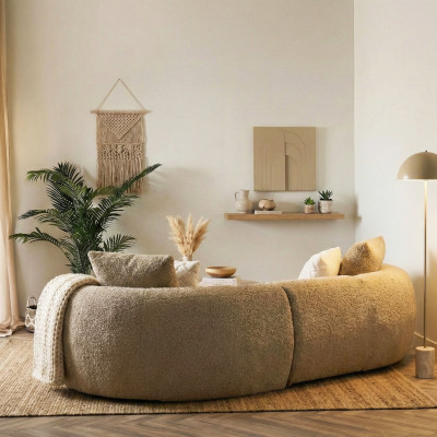 WAVE-XL 5-Sitzer-Sofa in hellbraunem Stoff