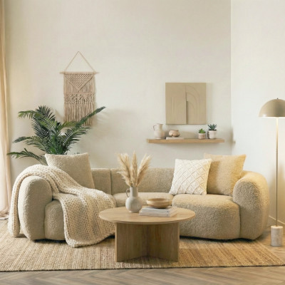 WAVE- Canapé 5 places XL en tissu brun clair