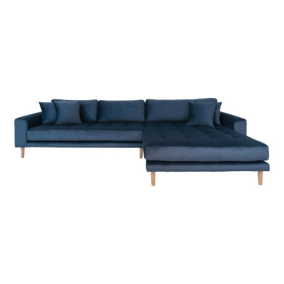 FRED-Divano angolare con chaise longue destra in velluto blu scuro