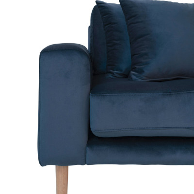 FRED-Divano angolare con chaise longue destra in velluto blu scuro