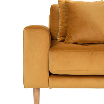 FRED-Ecksofa mit Chaiselongue rechts in senffarbenem Samt