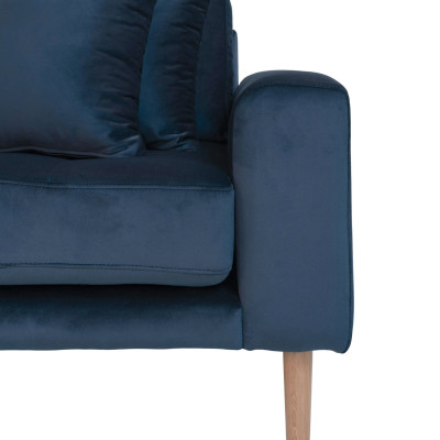 FRED- Canapé d’angle méridienne à gauche en velours Dark blue