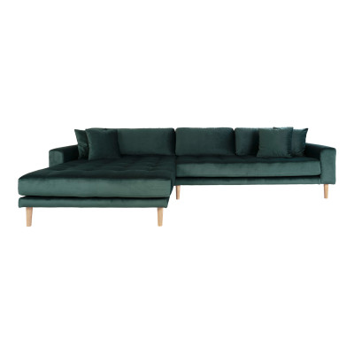 FRED-Divano angolare con chaise longue a sinistra velluto verde abete