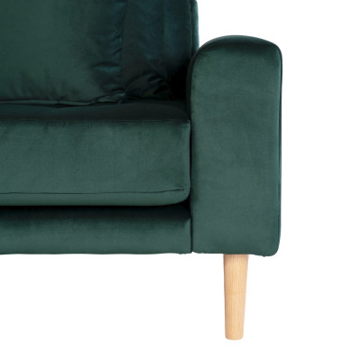 FRED- Canapé d’angle méridienne à gauche en velours vert sapin