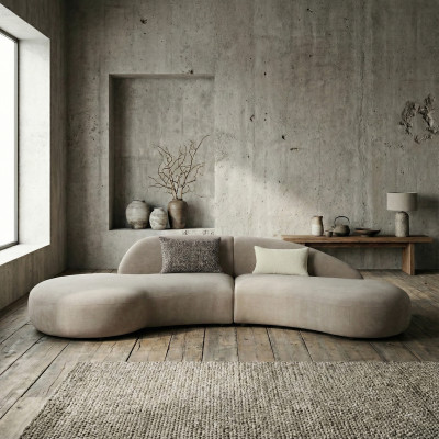 MIAMI-Sofá asimétrico en tela color topo