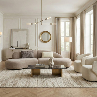 MIAMI-Sofá asimétrico en tela color topo