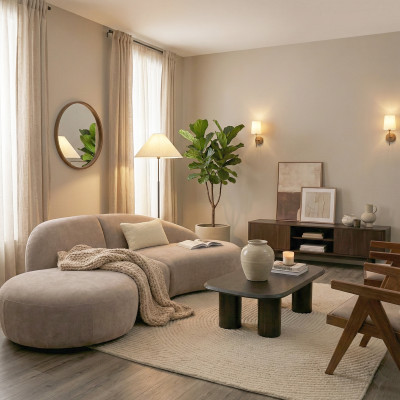 MIAMI- Canapé en tissu taupe